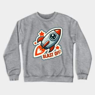 Blast Off: Smiling Rocket Adventure Crewneck Sweatshirt